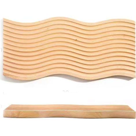Plateau en Hêtre Épais, Planche à Découper Écologique, Plateau de Service pour Sushi Pain Fruit Gâteau Ondulé (39x18.5cm) (1/5)