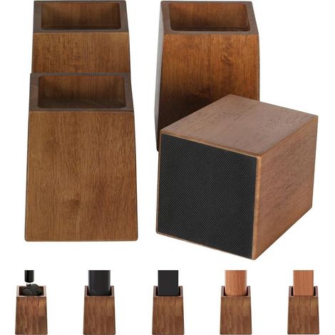 Rehausseurs de lit en bois 12,7 cm (intérieur 10,2 cm H), supports de meubles résistants jusqu'à 2200 lbs pour canapé, bureau, canapé, table, lot de 4 pieds de table avec coussinet en caoutchouc