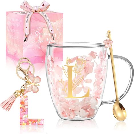 Cadeaux pour femme, tasses à café uniques en verre, cadeaux de Noël, d'anniversaire, de Noël, tasses à thé expresso personnalisables, cadeau de meilleure amie, jolies tasses en verre rose à double (1/5)