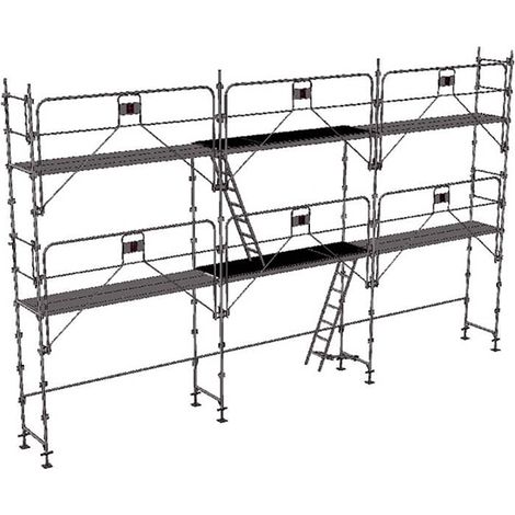 Echafaudage 60m² - Structure + Planchers + Garde-corps - Multidirectionnel - MEKA48P-60-SP