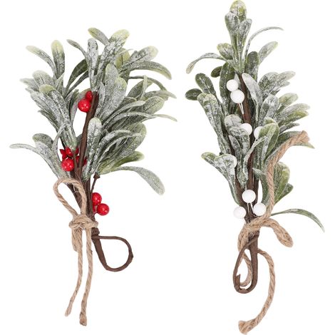 Guirlande de Mistletoe Artificiel - 4 Pièces 23cm Pour Décorations Noël DIY - Ornement Arbre Rêve Vert Perdurable (1/5)