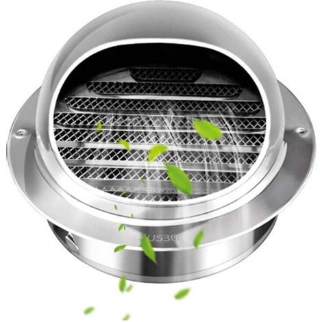 Round stainless steel ventilation grille with mosquito net and slats, 150 mm ventilation grille for external walls, ideal for bathrooms, air conditioning and kitchens (1/5)