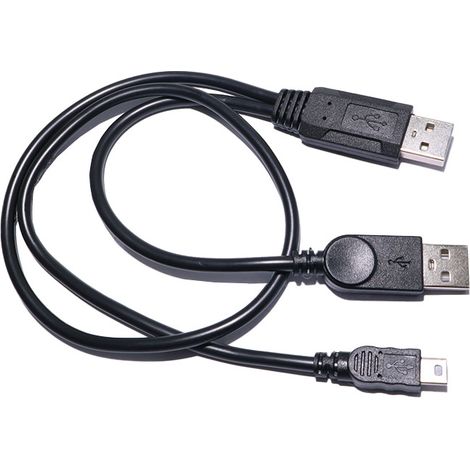 Mini USB to USB 2.0 2-in-1 adapter cable for data and power to external hard drive (2A to 5P). (1/4)