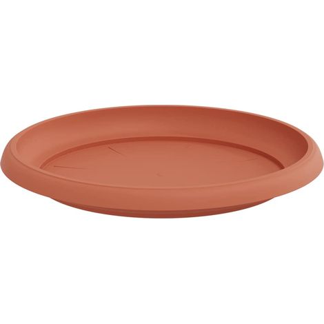 Juego de 24 bandejas redondas para flores diseño moderno para interior/exterior 14 x 2 cm plástico rojo ladrillo 020059350 (1/5)