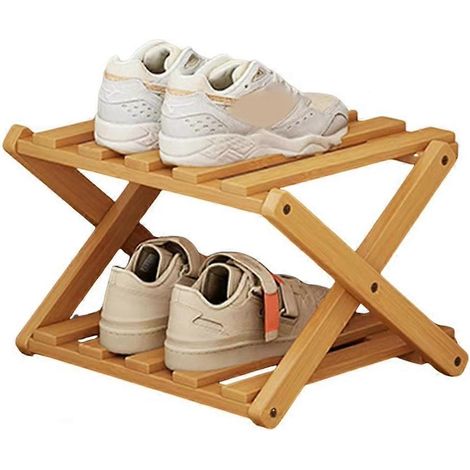 Étagère à chaussures pliable en bambou à plusieurs niveaux, étagère de rangement rétractable pour la maison, organisateur de chaussures peu encombrant, couleur primaire (1/5)