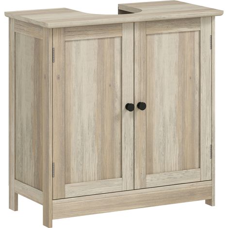 Mobiletto sottolavabo, mobiletto da bagno con 2 ante, ripiano regolabile, resistente all'umidità, 60 x 30 x 60 cm, grigio