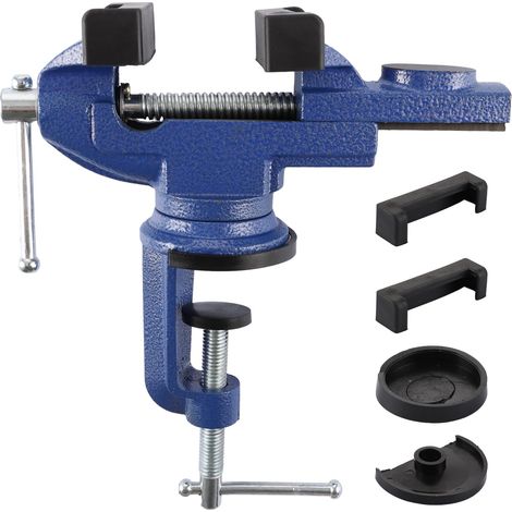 Étau de table 70 mm, pince d'établi compacte en acier moulé avec base pivotante à 360°, mini étau robuste pour bricolage, coupe, perçage, ponçage et réparation (1/5)