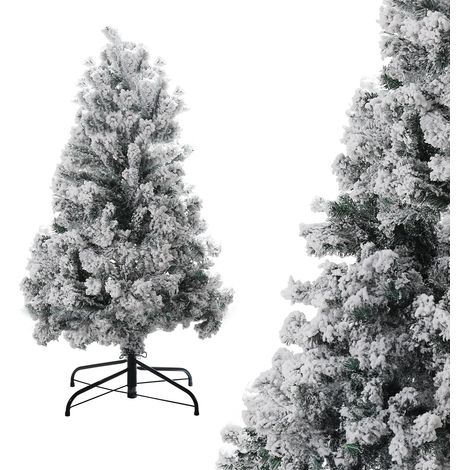 Wolketon Albero di Natale Aghi di abete con supporto Floccatura esterna 120cm con polvere di neve (1/5)