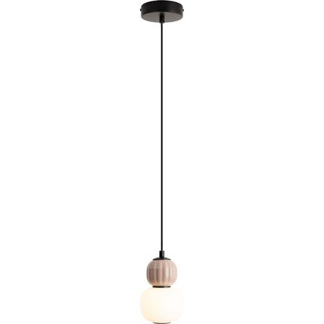Lampada a sospensione doppia vetro rigato nero-bronzo LED 5W (1/3)