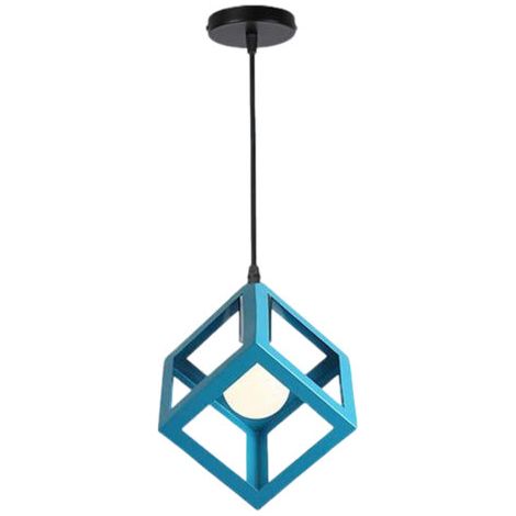royaluxe- Suspension Lustre En Forme De Cube Suspension Luminaire Moderne Plafonnier Rétro Vintage Bleu Clair (1/5)