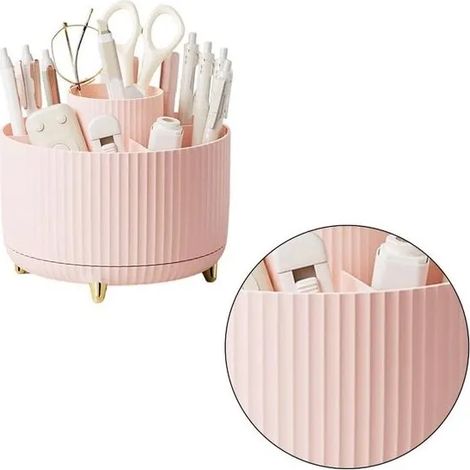 Organisateur rotatif pour maquillage, soins de peau et pinceaux - Rangement de coiffeuse et salle de bains (1/5)