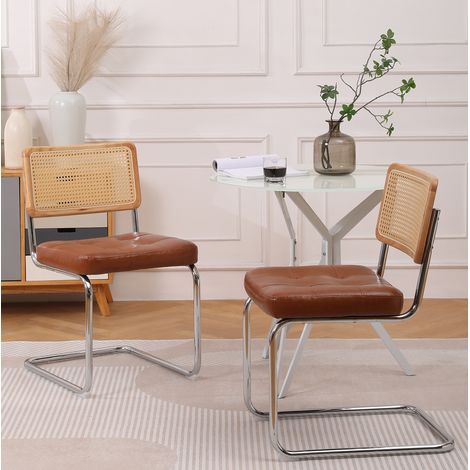 Silla de comedor de PU marron, diseno moderno minimalista, asiento acolchado,50×61×85cm (1/5)