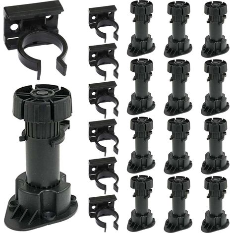 12 pièces : 8 pieds + 6 clips réglables en hauteur pour meubles de cuisine avec support de fixation (1/3)
