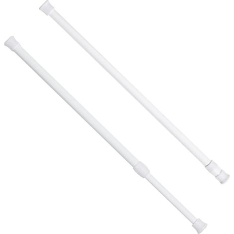 Lot de 2 tringles à rideau télescopiques extensibles de 30-50 cm sans perçage à ressort - Tringle de rideau de douche réglable pour salle de bain, cuisine, placard - Installation sans outils (1/5)