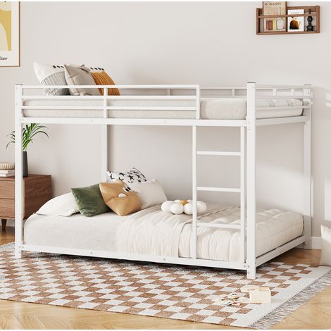 Letto a Castello 140x200 cm in Metallo Bianco con Struttura Robusta (1/5)