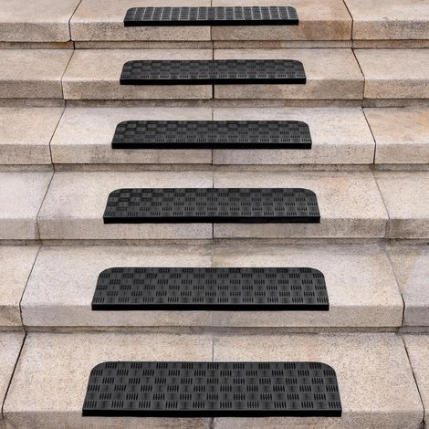 Caoutchouc Tapis Antidérapant Tapis Anti Derapant Tapis de Marche, Nez de Marche Intérieur Marchettes D'escalier Extérieur Anti Glisse Tapis, 65 x 25 cm,Lot de 6 (1/5)