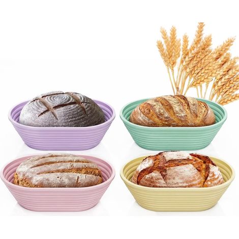 Ensemble de 4 paniers banneton en silicone pour pain artisanal, adaptés au levain, à la fermentation naturelle et à la cuisson maison.-AquaForge (1/5)