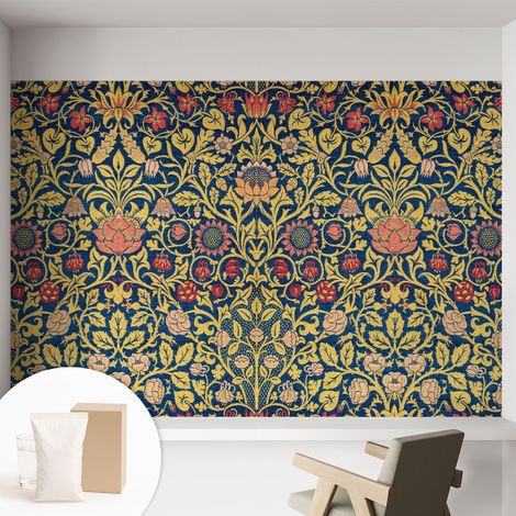 Papier peint intissé pour salon chambre à coucher peint imprimé Installation facile - Colle incluse gratuite Motif floral 152x104 cm (1/5)