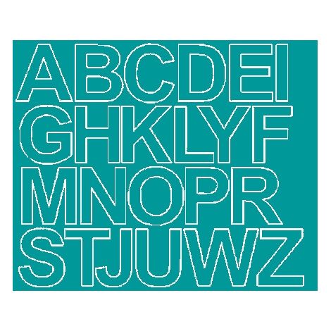 Pegatinas autoadhesivas con letras de 4,5 cm, color turquesa mate.