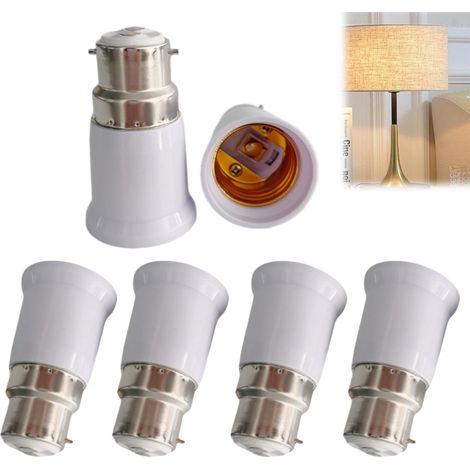 Lot de 4 Adaptateur de Douille B22 vers E27, Convertisseur B22 Baïonnette à Vis E27, Adaptateur Ampoule Baillonette, Convertisseur Douille, 0-250V, Pour Ampoules LED, Incandescente, Halogène, CFL (1/5)