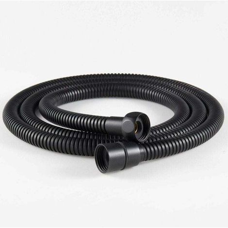 Tuyau de douche flexible en acier inoxydable 1 pièce 1, XU,5 m, Raccords en laiton, Tuyau de pommeau de douche anti-torsion, Tuyau de douche flexible - noir - KZQ (1/4)