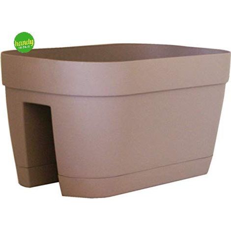 Vaso ovale per ringhiera Telcom Orlando 45 x 27 x h24 cm tortora