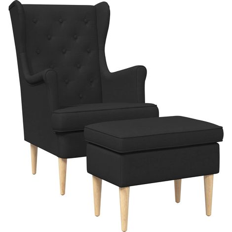 Poltrona con Ottomano 2 pz Nero Tessuto vidaXL (1/5)