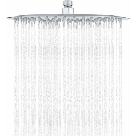 Stainless Steel Shower Head - Water-Saving Shower, 30cm Round Shower Head, Universal Rain Shower Head with 1/2-inch Thread, 360° Rotation, 30° Tilt, Easy to Install and Clean