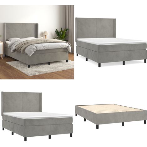 Boxspringbett mit Matratze Hellgrau 140x200 cm Samt - Samtbett - Boxspringbett - Doppelbett - Schlafzimmermöbel - Luxusbett - Home & Living (1/5)