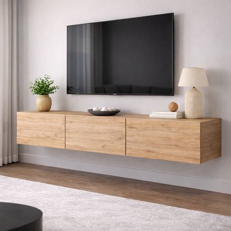 Schwimmende TV-Möbel Buche Melamin - 150x30 cm - West