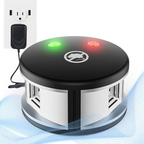 Dispositif répulsif à brancher pour rongeurs, 360 ° avec ultrasons fort impact et ondes de pression, ultrasonique une utilisation en intérieur, efficace éloigner les Argenté - (1/5)