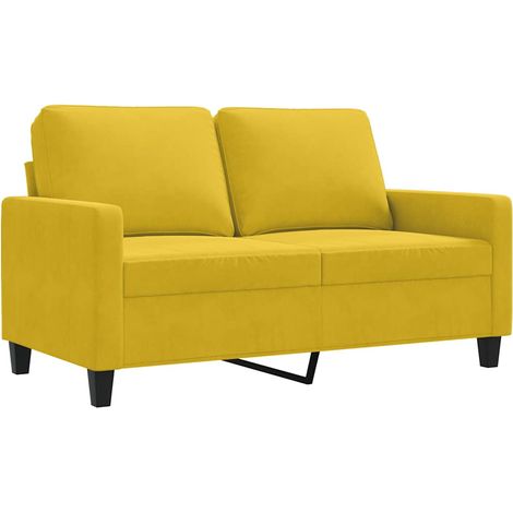 Canapé Sofa à 2 places Jaune 120 cm Velours (1/5)