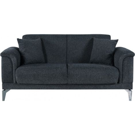 Sofá cama de dos plazas 174x85 cm en tejido gris oscuro - Oglio