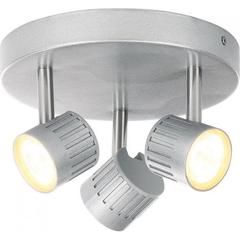 Litecraft Travis Spotlight Plate Die Cast Ribbed 4 Watt LED 3 Light - Silver (1/5)