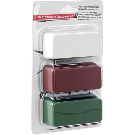 ® 3X 112g Pâte à Polir pour Finition Miroir, Inclus Marron (Grossier), Blanc (Moyen) et Vert (Fin)