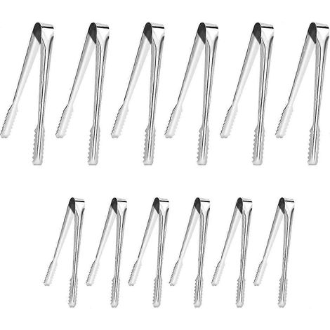Pinces à sucre (lot de 12), pinces à glaçons, pinces à bonbons, pinces à sucre en acier inoxydable, petites pinces de service pour glaçons, sucre, biscuits, barres, buffets et autres préparations. (1/4)