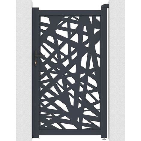 Cancelletto a battente in alluminio con motivo geometrico in taglio laser L103 x H181 cm Antracite - NATAFO