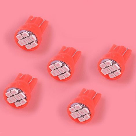 Lot de 5 ampoules LED rouges T10 8SMD pour tableau de bord, compatibles avec Ford Bronco F150 F250 F350 (1992-1996), en plastique. (1/4)