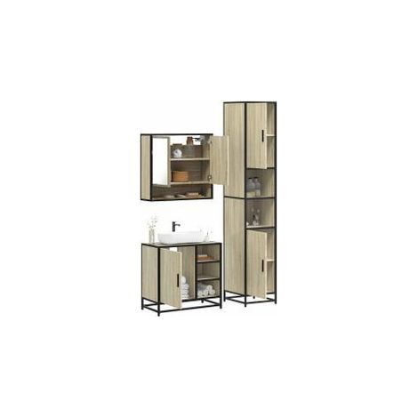 Ensemble de meubles de salle de bain 3 pcs chêne sonoma (1/5)