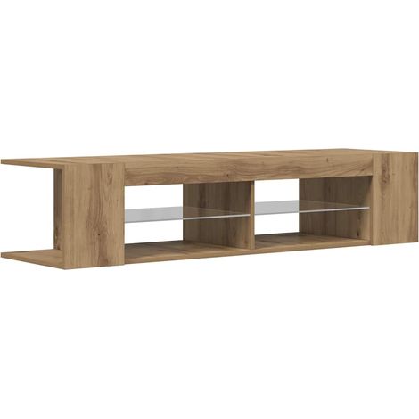 Mueble de TV luces LED madera roble artisan 90x39x30 cm vidaXL