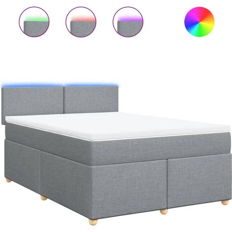 Maison Exclusive - Cama box spring con colchón tela gris claro 14