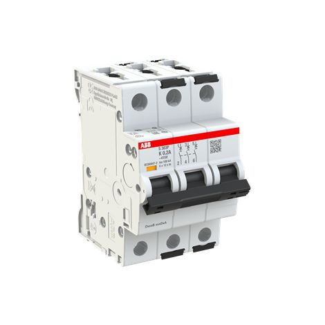 S300P-Disjoncteur 3P-0.2A-Courbe K-Pdc 25000A-230/400VAC 100kA-3 modules 2CDS383001R0087 ABB A907816 (1/3)