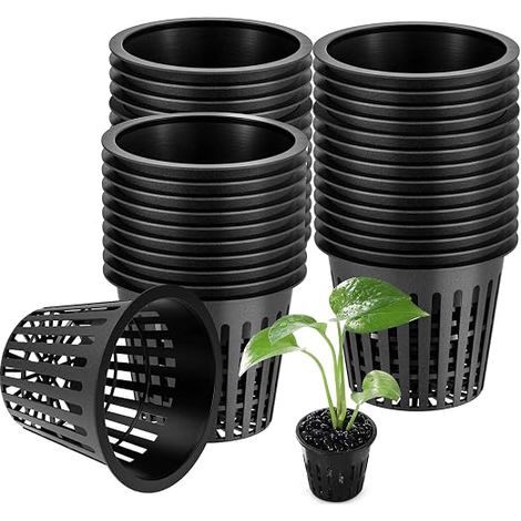 45 pcs Pot Hydroponique, Réutilisable Panier Hydroponie pour Culture Hydroponique Aéroponique, Plantation de Fleurs, Jardinage (8x5.6cm, Noir) (1/5)