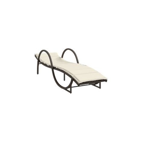Chaise longue avec coussin marron 60x199x42 résine tressée (1/5)