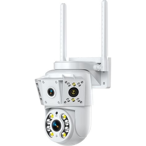 Cámara de vigilancia K30 de doble lente 1080P con visión nocturna a color, control PTZ WiFi y seguridad para exteriores. (1/5)