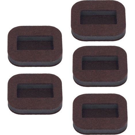 Lot de 5 coupelles en feutre rectangulaires concaves pour roulettes de chaise de bureau, compatibles avec les parquets en bois dur (couleur marron). (1/5)