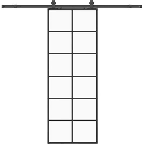 Maison Exclusive - Schiebetür mit Beschlag Schwarz 76x205 cm ESG-