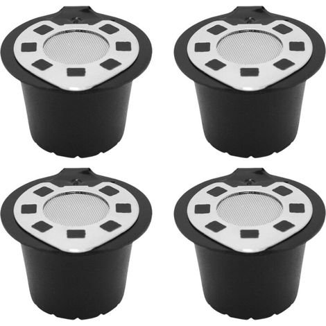 Set di 4 capsule di caffè ricaricabili - Lavabili in lavastoviglie - Con coperchio in acciaio inox (1/3)
