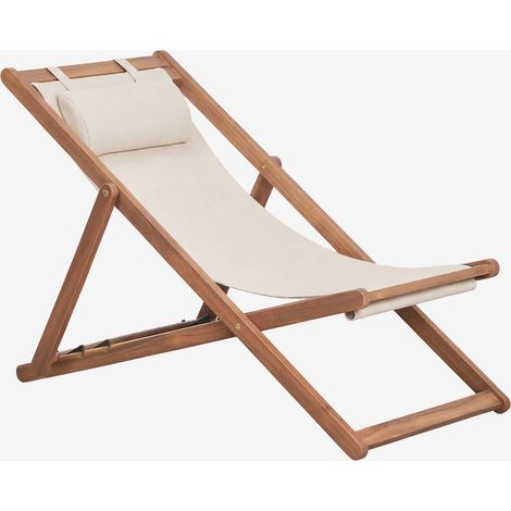 SKLUM Pack aus 2 klappbaren Holzliegen mit Kissen Kardis Beige Tapioca