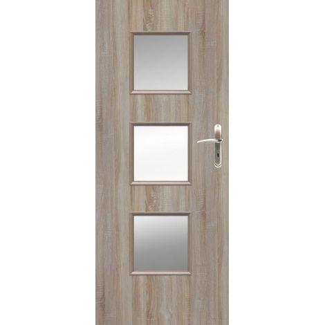 Porte d'intérieur vitrée ORLANDO chêne Sonoma en plusieurs dimensions - Poussant: Gauche - Largeur porte: 90 cm